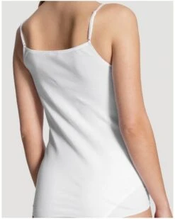 Débardeur Bretelles Spaghettis Calida Feminin Sense 100% Coton (Blanc) -Lingerie Belle debardeur bretelles spaghettis calida feminin sense 100 coton blanc 2
