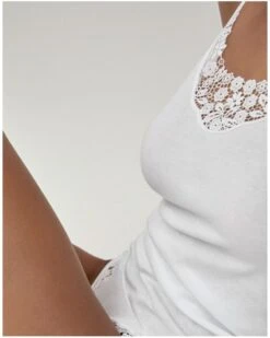 Débardeur Bretelles Spaghettis Calida Feminin Sense 100% Coton (Blanc) -Lingerie Belle debardeur bretelles spaghettis calida feminin sense 100 coton blanc 3