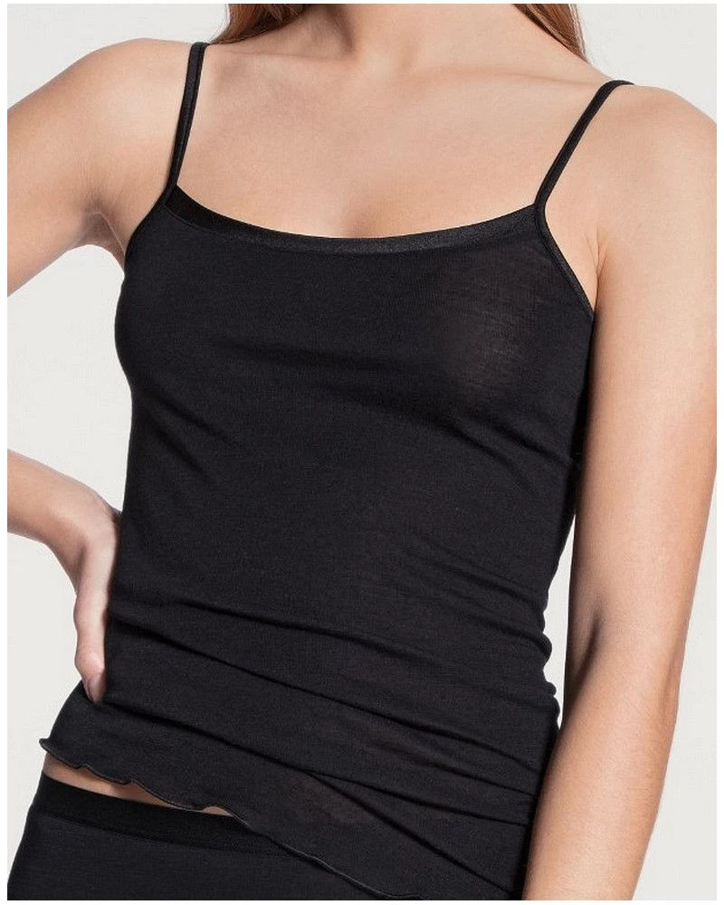 Débardeur Bretelles Spaghettis Calida True Confidence Laine & Soie (Noir) 3 Débardeur Bretelles Spaghettis Calida True Confidence Laine & Soie (Noir)