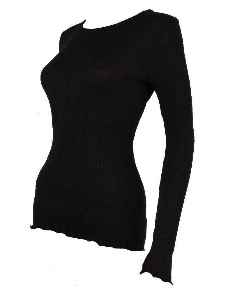 Maillot De Corps Col Rond Laine & Soie Oscalito 3446R (Noir) 6 Maillot De Corps Col Rond Laine & Soie Oscalito 3446R (Noir) – Image 4