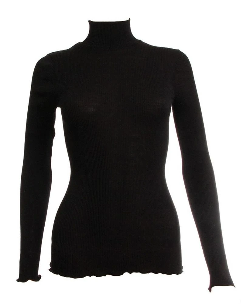 Pull Col Cheminée Laine & Soie Oscalito 3429 (Noir) 5 Pull Col Cheminée Laine & Soie Oscalito 3429 (Noir) – Image 3