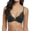 Soutien-gorge Push-up Wacoal Lace Perfection (Charcoal) -Lingerie Belle soutien gorge push up wacoal lace perfection charcoal