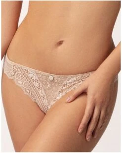 Devant -Lingerie Belle string empreinte cassiopee creamy beige 1