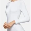 T-shirt Col Rond Montant Manches Longues Impetus (Blanc) -Lingerie Belle t shirt col rond montant manches longues impetus blanc