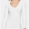 T-shirt Thermique Manches Longues Col V Impetus Thermo (Blanc) -Lingerie Belle t shirt thermique manches longues col v impetus thermo blanc