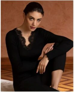 Tee-shirt Manches Longues Bien-être Lise Charmel Plaisir Caresse (Noir) -Lingerie Belle tee shirt manches longues bien etre lise charmel plaisir caresse noir 2