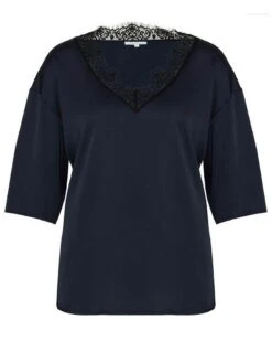 Simone Perele Top Manches 3/4 Simone Pérèle Satin Secrets (Pleine Lune) -Lingerie Belle top manches 34 simone perele satin secrets pleine lune 3