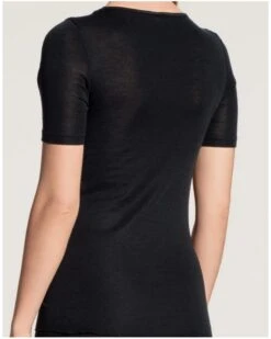 Top Manches Courtes Calida True Confidence Laine & Soie (Noir) -Lingerie Belle top manches courtes calida true confidence laine soie noir 1