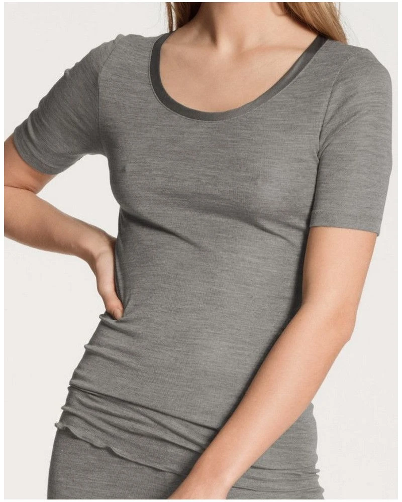 Top Manches Courtes Calida True Confidence Laine & Soie (Platin Melé) 3 Top Manches Courtes Calida True Confidence Laine & Soie (Platin Melé)