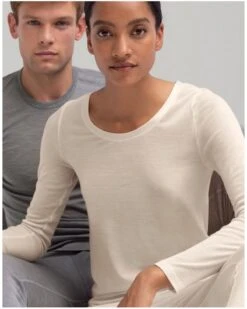 Top Manches Longues Calida True Confidence Laine & Soie (Light Ivory) -Lingerie Belle top manches longues calida true confidence laine soie light ivory 4