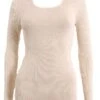 Top Moretta Manches Longues Laine & Soie Naturel